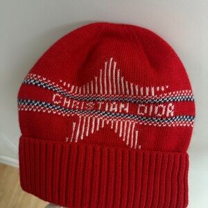Christian Dior Red Knit Beanie